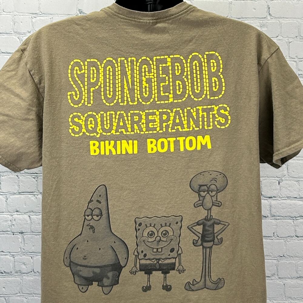 Spongebob Squarepants Bikini Bottom T Shirt Nickelodeon Cartoon Beige XL X-Large